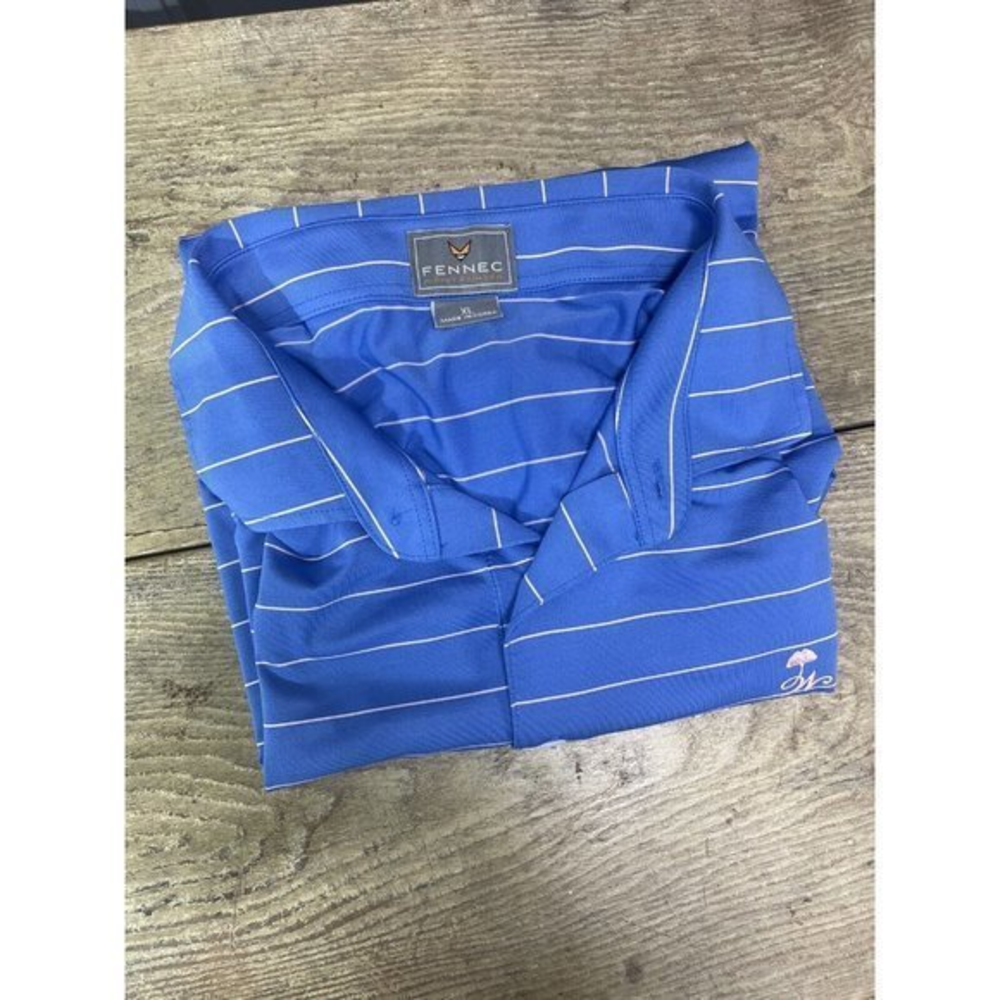 Fennec Men's Blue‎ & Pink Striped Short Sleeve Golf Polo XL